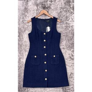 New J Crew Dress 6 Womens Sophia Sleeveless Mini In Blue Tweed